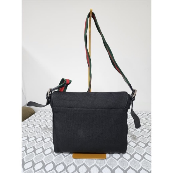 Authentic Gucci Black Techno Canvas Web Flap Messenger Bag - Picture 16 of 16